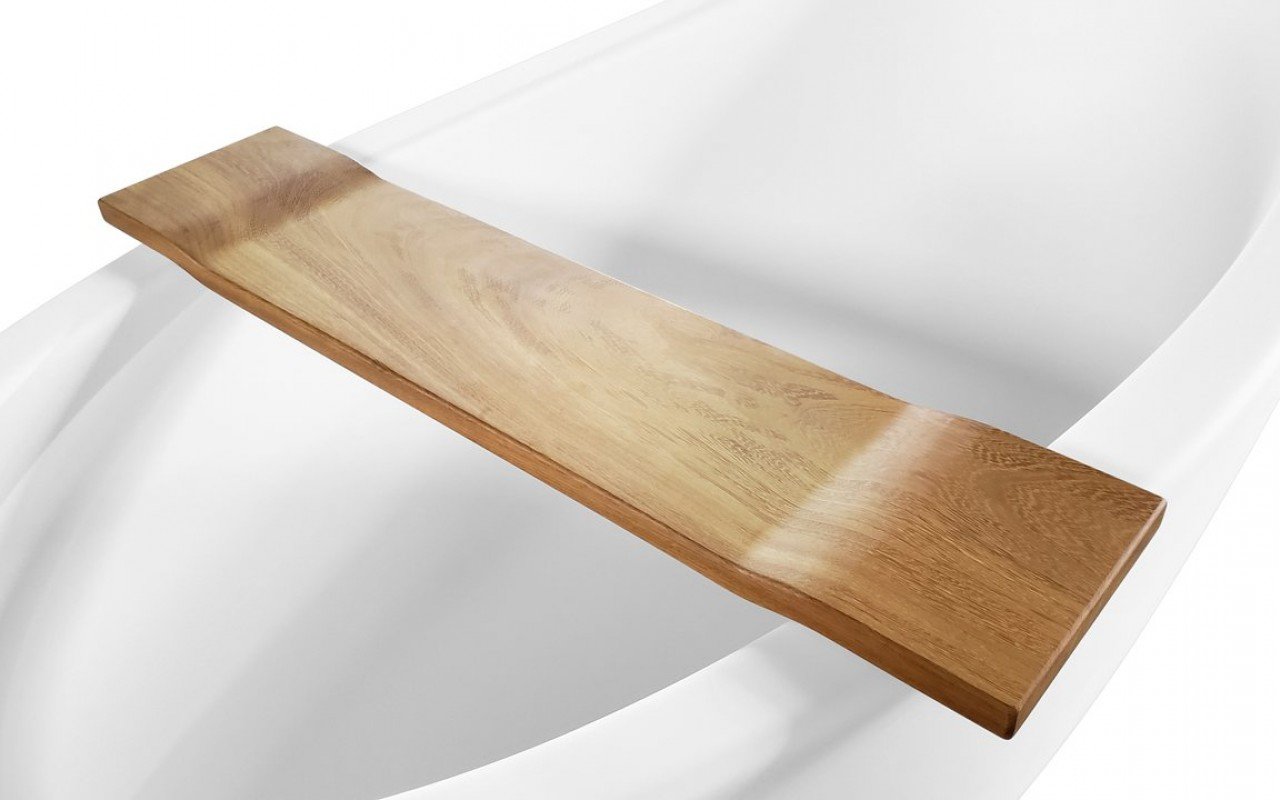 Aquatica Tidal Waterproof Iroko Wood Bathtub Tray